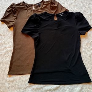 Set of 2 Express puff sleeve short sleeve shirts size L